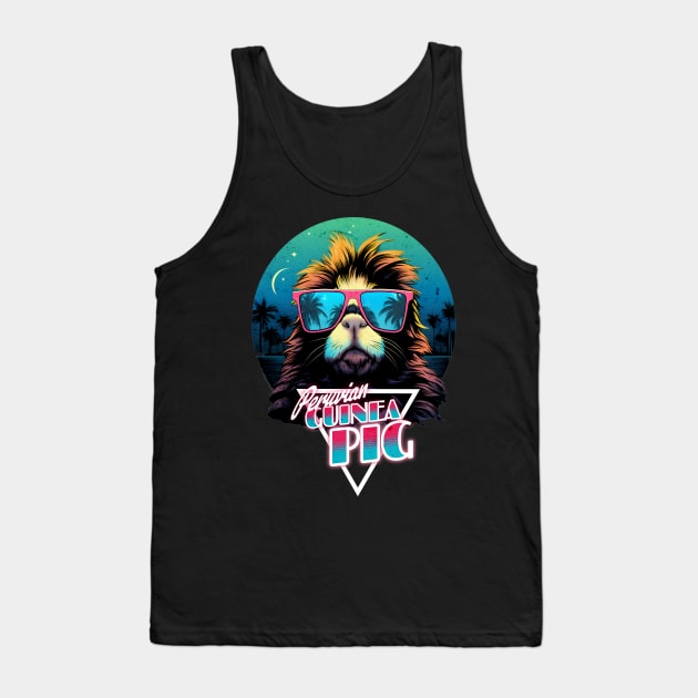 Retro Wave Peruvian Guinea Pig Miami Tank Top by Miami Neon Designs